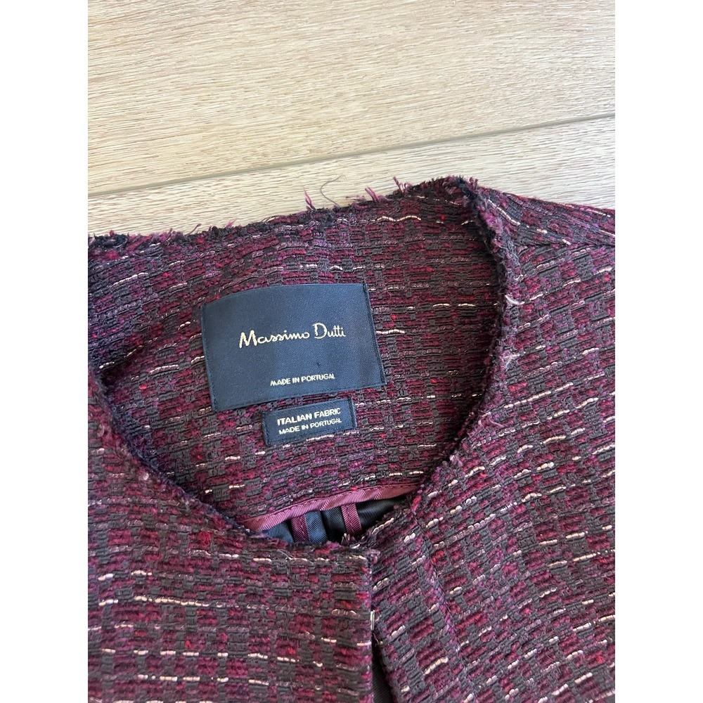 Massimo Dutti Dark Red Textured Blazer - Picture 4 of 7
